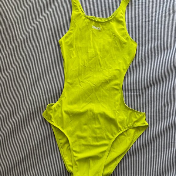 NWT Versace Men's One Piece Lime BRAT Neon Green Swimsuit Bodysuit in size 4 - Picture 3 of 5